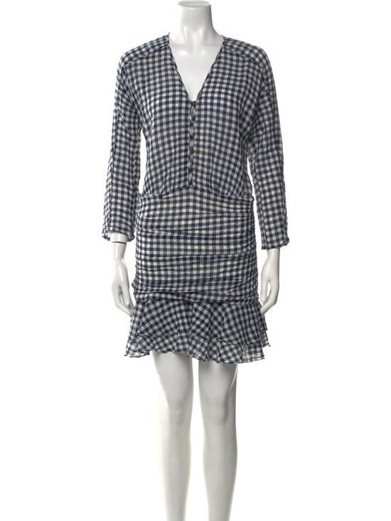 Veronica Beard Dresses & Skirts - Veronica Beard Navy and White Gingham Ruffle Hem Dress